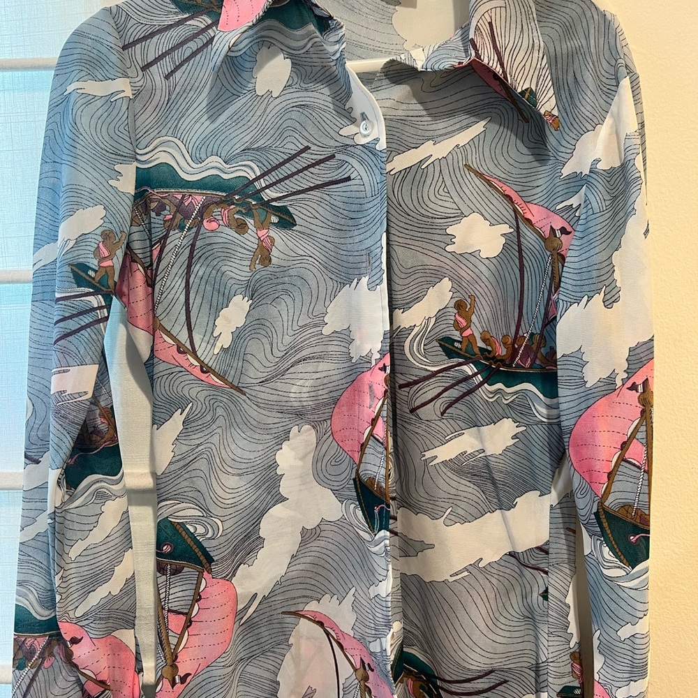 Amazing mesh see thru button up with insane print - Picture 3 of 5